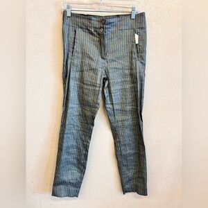 Elemente Clemente Linen Blend Gray Striped Pants Stretch Size 1/S